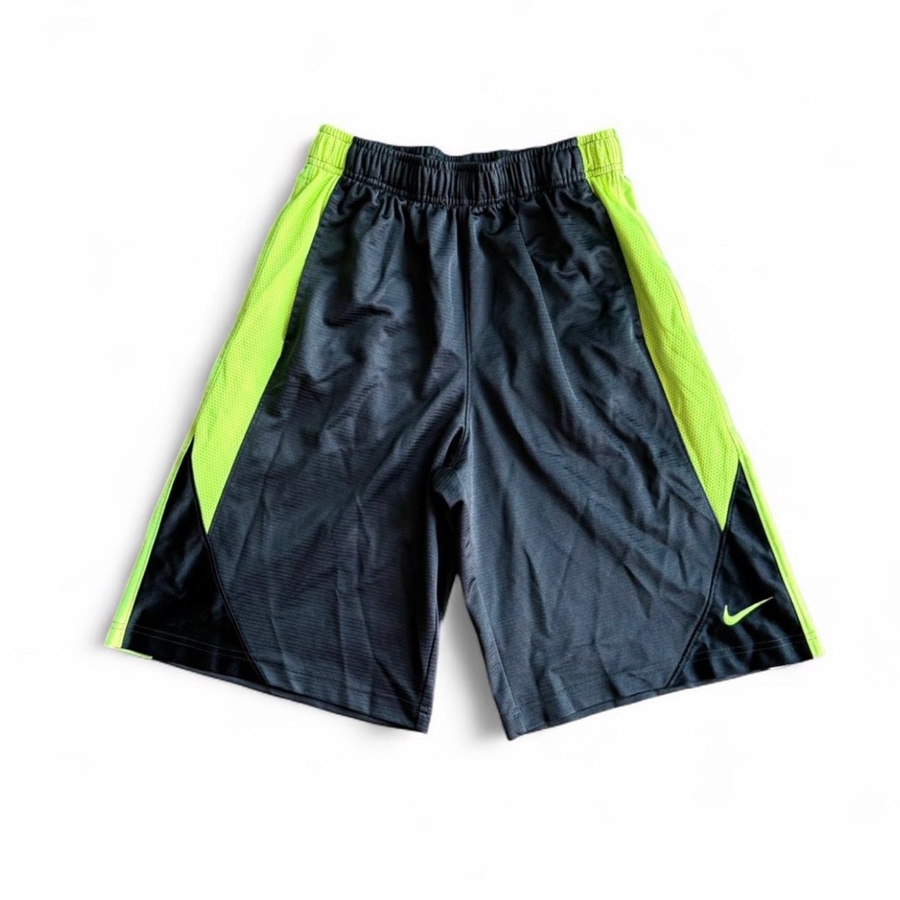 Nike Boys Basketball Shorts Black Neon Lime Green L